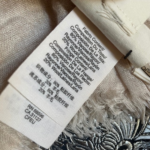 Pure DKNY Gold Polka Dot Scarf Wrap Sheer Lightweight‎ Fringe Tan NEW - Picture 9 of 11